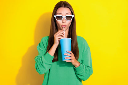 Model drinking from rigid fiber straw