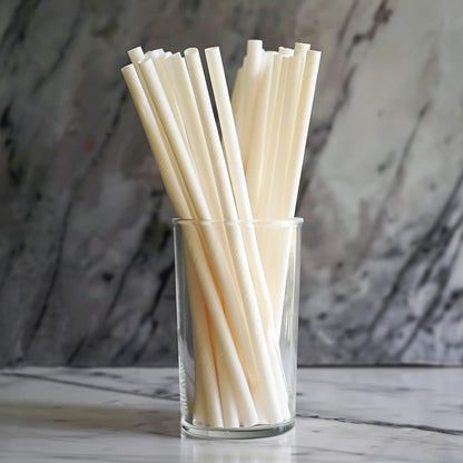 Rigid Fiber Paper straws in a glass for bulk